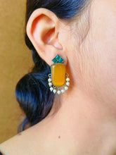 German Silver Monalisa Stud Earrings with Pearl Drops Elegance | Sarichka